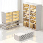 6 Tier 24 Pairs Large Shoe Rack Organizer with Doors, Foldable Collapsible Plastic Shelf, Stackable Storage Cabinet for Closet, Entryway, Hallway, Living Room - Easy Assembly - size: 6 Tiers 24 Pairs