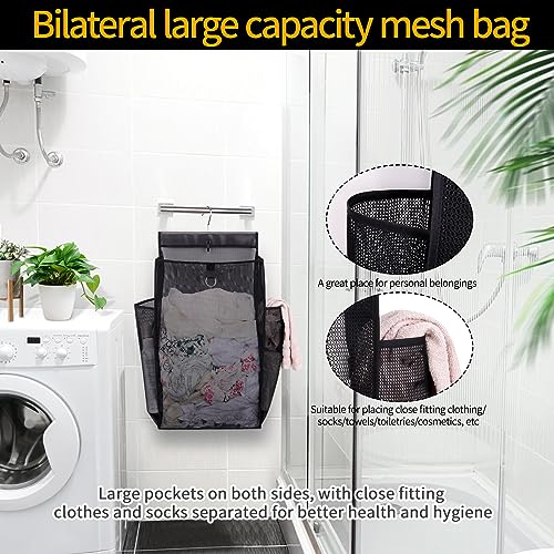 Hanging Collapsible Breathable Mesh Laundry Hamper,Fast Drying Portable Space Saving Storage Bag,Rv Laundry Hamper,Applied to College Dorm Rooms, Gym, Swimming and RV Travel (Black) - color: Black