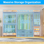 Ulif E10 Clothes Rack（With Stretchable Hanger Rod）Freestanding Clothing Racks for Hanging Clothes，Adjustable Closet Organizer System，Portable Garment Rack 73-97"W x 15" D x 72" H，Max Load 800LBS，Pink - color: Pink