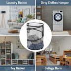 Seiritex Mesh Popup Laundry Hamper 115L Foldable Laundry Basket Extra Large Capacity Collapsible Clothing Storage Basket with Handles 26 H x 18 W x 18 L (Black) - color: Black