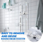 LELE LIFE 2 Pack Broom Holder Mop Hanger - Strong Suction Cup - No Drill Removable Broom Organizer Rack Wall Mount with Hooks for Bathroom Kitchen Garage, Clear - color: Clear