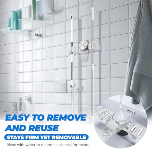 LELE LIFE 2 Pack Broom Holder Mop Hanger - Strong Suction Cup - No Drill Removable Broom Organizer Rack Wall Mount with Hooks for Bathroom Kitchen Garage, Clear - color: Clear