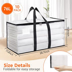 BlissTotes Clear Moving Bags Heavy Duty, 76L Extra Large Storage Bags with Zipper & Reinforced Handles, Waterproof PP Moving Totes for Clothes, Bedding, Comforters, Space Saving Storage (10 Pack) - size: 76L