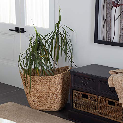 Deco 79 Seagrass Handmade Decorative and Functional Storage Basket Large Woven Basket Organizer with Ring Metal Handles, Basket for Storage 21" x 17" x 19", Brown - size: 21" x 17" x 19"