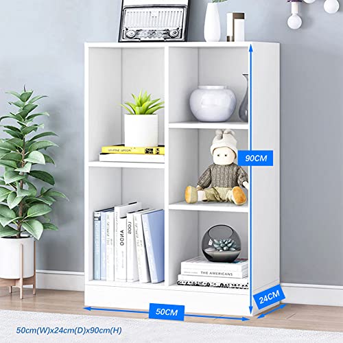 IOTXY Open Shelf Low Bookcase - Wooden 3-Tier Floor Standing Display Cabinet Organizer with Base, 5 Cubes Short Horizontal Bookshelf in Warm White - color: Warm White, size: 50CM Base