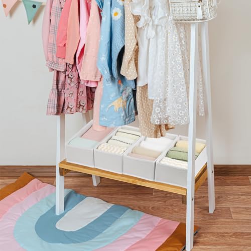 Fordonral Drawer Organizer Clothes, Foldable Fabric Dresser Organizer Closet Organizers and Storage Box for Underwear,Folded Clothes,Baby Clothing,Socks,Bra,Towels,Ties(6M+6S,White) - color: White, size: 6M+6S