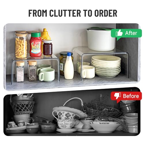 Clear Spice Rack Shelves, Pantry Organizers and Storage Set of 4, Display Shelf Organizer, Room Bathroom Desk Shelf Countertop Organization and Storage, Ideal for Kitchen Cabinet Organizer Shelf - size: Set of 4