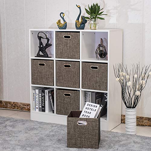 Posprica Storage Basket Bins,13×13 Foldable Storage Boxes Containers for Closet Organizer Shelf Cabinet Bookcase,Thick Fabric Drawer with Shimmer,4pcs,Brown - color: Brown, size: 13×13×13/4pcs