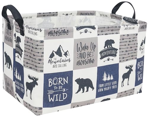 Sanjiaofeng Rectangular Kids Basket Kids Storage Bins,Gift Basket Organizer.Waterproof PE Coating Storage with Handles.Clothers,Toys,Books,Kid's Gifts Storage. (Bear) … - color: Bear