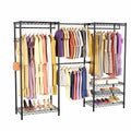 Heavy Duty Closet Garment Rack, 6 Tiers Adjustable Metal Freestanding Expandable Clothing Storage with 4 Hanger Rods, Easy to Assemble Wardrobe, 71.4" H x (70" - 88.2") L x 14" D, Black - color: Black