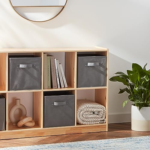 Amazon Basics Collapsible Fabric Storage Cubes Organizer with Handles, Sturdy, Foldable, Space-Saving, 10.5"x10.5"x11", Gray, 6-Pack - color: Gray, size: 10.5"x10.5"x11"