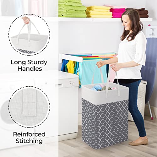 StorageRight Laundry Basket Hamper Large Collapsible Laundry Hamper with Easy Carry Handles，Freestanding Clothes Hampers for Laundry, Bedroom, Dorm, Clothes, Towels, 75L, Clover Grey - color: Clover Grey, size: 75L