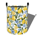 Fresh Lemons and Blue Flowers Laundry Basket with Handles, 19.7"x15.7" Clothes Foldable Laundry Hamper Organizer for Dorm Nursery Bedroom Bathroom Decor, Toy Storage Bin for Kids - style: Lemon68