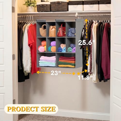 Ofiray-home 3 Tier Hanging Closet Organizer, 10 Compartments Sweater Organizer for Closet with 3 Sturdy Hooks, Closet Organizers and Storage, Wardrobe, Rv, Garment Rack, Grey - color: Grey, size: 3-Tier