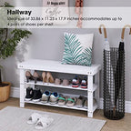 SMIBUY Bamboo Shoe Rack Bench, 3-Tier Shoe Organizer Storage Shelf for Entryway Hallway Bathroom Living Room (White) - color: White