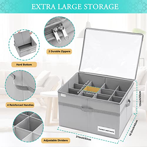 LUVHOMEE Shoe Organizer for Closet, Fits 16 Pairs, Large Shoe Box Storage Containers, Clear Foldable Shoe Storage Bins w/Bottom Support, Space Saving Shoes Holder w/Reinforced Handles, Gray - color: Grey, size: 21"L x 16½"W x 13"H