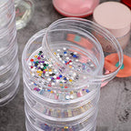 Hipiwe 2 Packs 5 Slot Clear Plastic Round Storage Jars - Art Craft Accessory Organizer Box Jewelry Beads Sewing Pills Container Holder for Storage Small Items, Hardware - size: 2Packs 2.68"D x 5.31"H