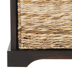 SAFAVIEH Home Collection – Freddy Brown Storage Bench with Wicker Baskets & Cushion, Entryway Seating Bench, Fully Assembled (AMH5736A) - color: Brown