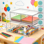Prsildan Stackable Clear Makeup Organizer, 2 Pack Acrylic Storage Drawers with 4 Drawers for Vanity Bathroom Office Desk Modular Drawer System for Cosmetics Jewelry Toiletries Home Organization - style: Style2-4Drawers