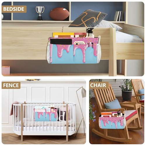 Bedside Caddy Hanging Bunk Bed Caddy Bed Organizer Hanging Pocket with 2 Hooks Bedside Storage Organizer Pocket Bag Holder Cartoon Dripping Frosting - color: Cartoon Dripping Frosting