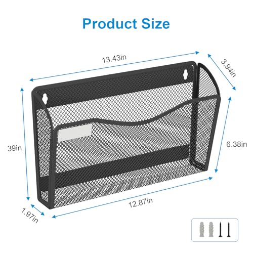 BOHDK Magnetic Wall File Holder 3-Pack - Mesh Organizer with Strong Magnets for Office, Home & School - Space Saving Black Document Organizer - size: Magnetic 3 Pack