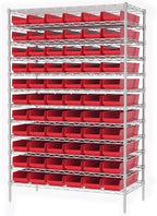 Akro-Mils 30164 Plastic Shelf Bins, Heavy Duty Storage Bins for Garage, Closet, and Drawer Organization, 24-Inch x 6-1/2-Inch x 4-Inch, Red, 6-Pack - color: Red