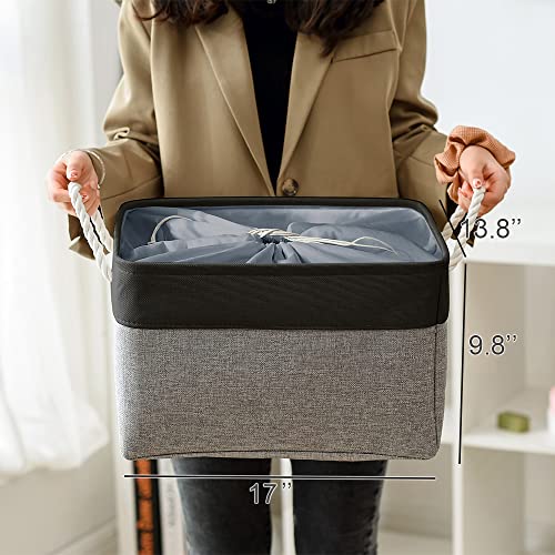 TheWarmHome Organization and Storage Basket for Organizing - 17x14x10 inch Large 3 Pack Collapsible Storage Bin for Shelves, Fabric Basket for Gifts Empty Organizer Gift Closet (Black & Grey) - color: Black&Grey, size: 3PCS/X Large -17.7Lx13.8Wx9.8H