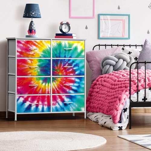 Sorbus Kids Dresser with 8 Drawers - Storage Unit Organizer Chest for Clothes - Bedroom, Kids Room, Nursery, & Closet (Tie-Dye, 31.5 x 12 x 32-8 Drawer) - color: Dark Tie-dye, style: 8-Drawer