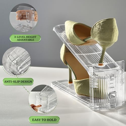 Shoe Slots Organizer for Closet,20 Pack 3 Levels Adjustable Shoe Stackers for A Pair of Shoes Rack Holders for Closet Organization Space Savers Organizador de Zapatos - size: 20 Pack