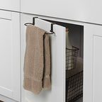 Spectrum Grid Medium Over Cabinet Hanging Basket & Towel Bar for Inside The Kitchen Bath Storage, Easy Install Cabinet Door Wire Metal Basket Hanger with Towel Holder for Kitchen Bathroom, Bronze