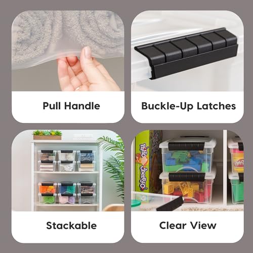 IRIS USA 6 Qt Stackable Plastic Storage Bins with Lids, 10 Pack - BPA-Free, Made in USA - See-Through Organizing Solution, Latches, Durable Nestable Containers, Secure Pull Handle - Clear - color: Clear, size: 6 Qt, style: 10 Pack