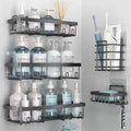 Liuoud 5 Pack Shower Caddy Organizer Rack Shelf for Inside Shower, Self Adhesive Bathroom Wall Storage Basket Rustproof Stainless Steel Large Capacity Shampoo Holder, Dark Grey - color: Dark Grey