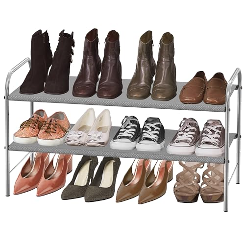 Simple Houseware 2-Tier Shoe Rack Storage Organizer, Grey - color: Grey, size: 2-Tier