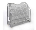 EasyPAG Mesh Desk Paper Organizer Wall Hanging File Holder with 3 Upright File Rack and Sliding Drawer,Silver - color: Silver