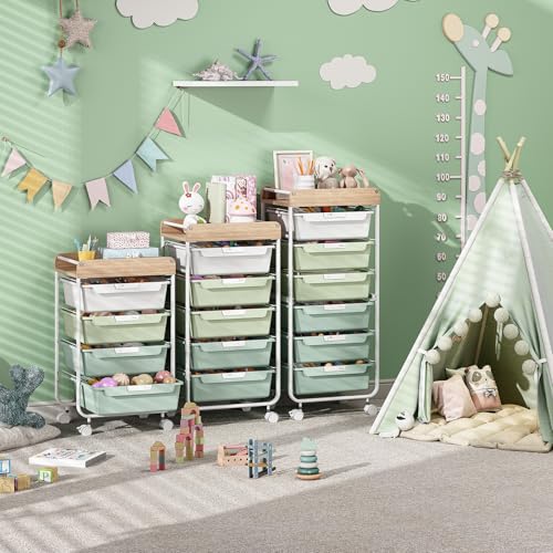 APEXCHASER Utility Cart with 4 Drawers,Rolling Storage Cart for Crafters Artists Kids Teacher Student Storage Arts Crafts & Sewing Study Supplies in Craft Room Dorm Classroom Kids Room-Green - color: Green, size: 4-Drawers