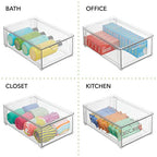 mDesign Plastic Stackable Bathroom Storage Organizer Bin with Pull Out Drawer for Cabinet, Vanity, Shelf, Cupboard, Cabinet, or Closet Organization - Lumiere Collection - 4 Pack - Clear - size: 8 x 12 x 4 (Pack of 4)
