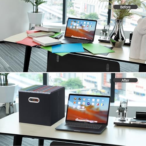 Oterri Cardboard File Organizer Box for Hanging File Folders Letter Size,Large File Box for Computer Desk,File Cabinet,Working Home,Office,Classroom (Black, Letter Size - 2 Packs-Large) - color: Black, size: Letter Size - 2 Packs-Large