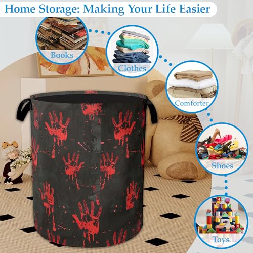 Halloween Blood Spatter Hand Laundry Basket Collapsible Laundry Hamper, Oxford Cloth Storage Bin for Room/Bathroom/Bedroom/Dormitories 16" X 20.8" - color: Halloween Blood Spatter Hand