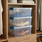 Tribello Clear Plastic Storage Bins with Lids Stackable Storage Bins (6 Quart)