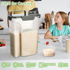Viretec Rice Storage Container, 5 to 10lb Dry Food Airtight Dispenser, Pet Dog Cat Food Canister, BPA Free Clear Plastic Kitchen and Pantry Bin for Oatmeal, Cereal, Pasta, Flour Pack of 2 Grey - color: 3L+6L/Grey