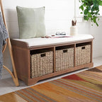 Safavieh American Homes Collection Lonan Grey and White Wicker Storage Bench - color: Sepia