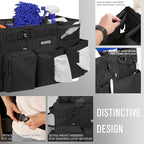 SCAVATA Wearable Cleaning Caddy Bag, Supplies Organizer with Handle & Shoulder Straps for Housekeepers, Under Sink & Car Cleaning Tool Organizer with 4 Foldable Dividers (Black) - color: Black