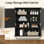 RoyalCraft Bathroom Medicine Cabinet Wall Mounted, Over the Toilet Storage Cabinet with Towel Rack and Adjustable Shelf, Large Bathroom Towel Cabinet Wall Mount 22x25 inch (Black) - color: Black