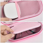 GWCASE Portable 2 in 1 Contact Lens Case and Glasses Case, Traveling Cases Bag Box Holder with Soak Storage Kit Included Built-in Mirror, Tweezer, Contact Lens Solution Bottle and Hand Strap-Pink - color: Pink