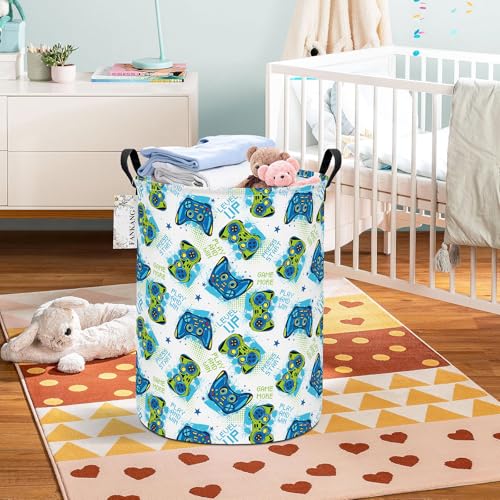 FANKANG Storage Basket, Nursery Hamper Canvas Laundry Basket Foldable with Waterproof PE Coating Large Storage Baskets for Kids Boys and Girls, Office, Bedroom, Clothes,Toys(Game) - color: Game