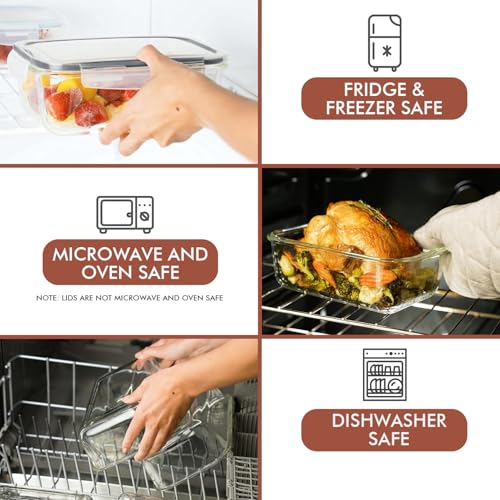 Razab 35 Pc Set Glass Food Storage Containers with Lids - Meal Prep Airtight Bento Boxes BPA-Free 100% Leak Proof (15 lids,15 glass & 5 Plastic Sauce/Dip Containers) - color: Gray