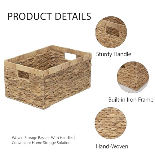Storage Container, Natural Water Hyacinth Storage Bins Rectangular Basket,Arts and Crafts. - size: Medium