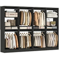 Unikito 100 Inch Large Closet System, 8.3FT Wood Closet Organizer Kit with 8 Hanging Rods, Adjustable Walk in Wardrobe Closet Tower, Sturdy Luxury Clothes Garment Rack, Easy Assembly, Set of 4, Black - color: Black, size: 100 Inch