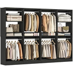 Unikito 100 Inch Large Closet System, 8.3FT Wood Closet Organizer Kit with 8 Hanging Rods, Adjustable Walk in Wardrobe Closet Tower, Sturdy Luxury Clothes Garment Rack, Easy Assembly, Set of 4, Black - color: Black, size: 100 Inch