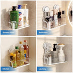 Shower Caddy Suction Cup, Removable Bathroom Organizer Shelf for Shower Storage, No Drilling Clear Square Shower Shelves, Large Capacity & Reusable, 1 pack - color: White2